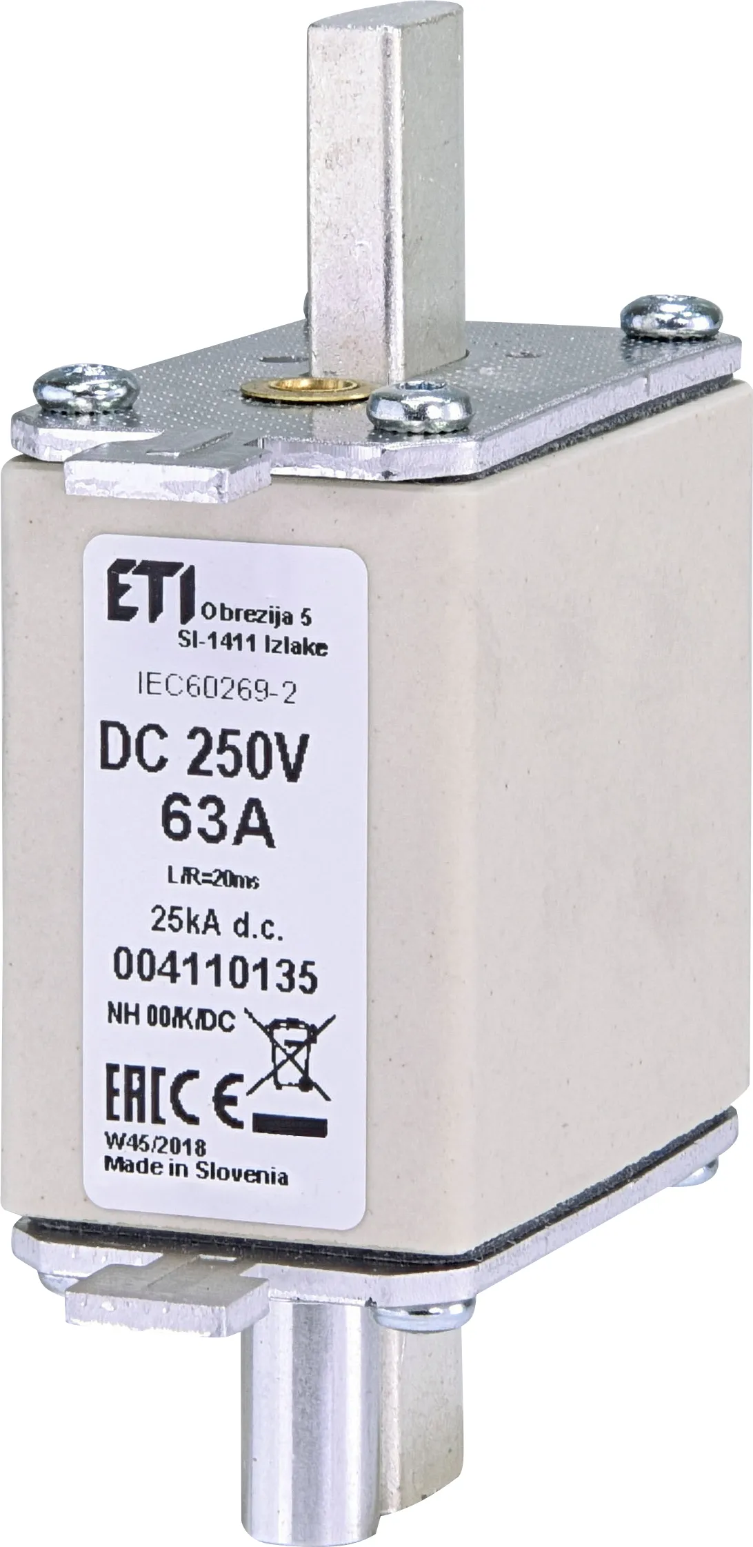 Element fuzibil NH00/K 63A/250V DC 004110135