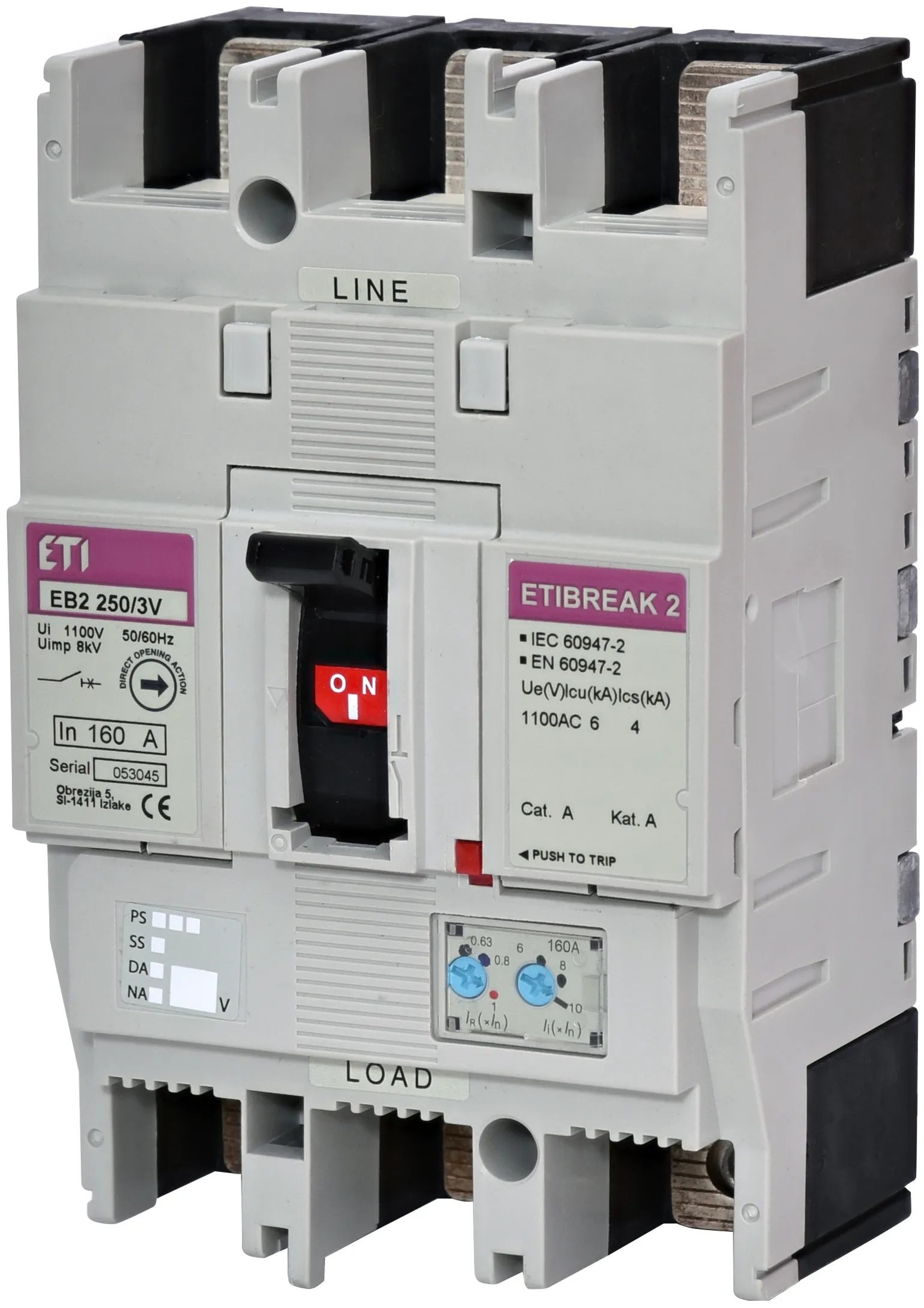 Întrerupător de circuit în car EB2 1250/3VE 800A 3p 1100V 004671382