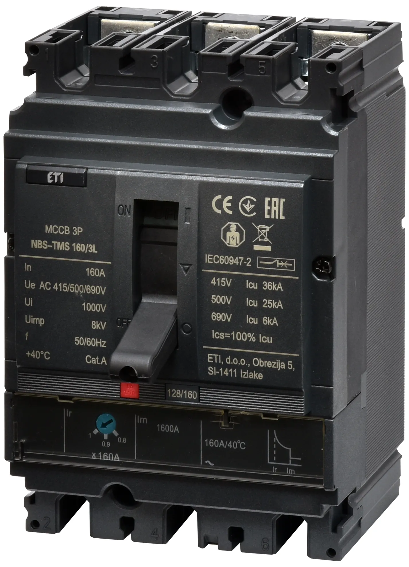 Întrerupător de circuit în car NBS-TMS 160/3L 160A 3P 004673009