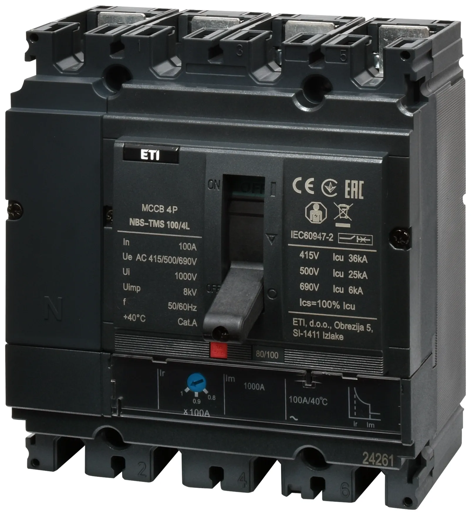 Întrerupător de circuit în car NBS-TMS 100/4L  25A 4P 004673020