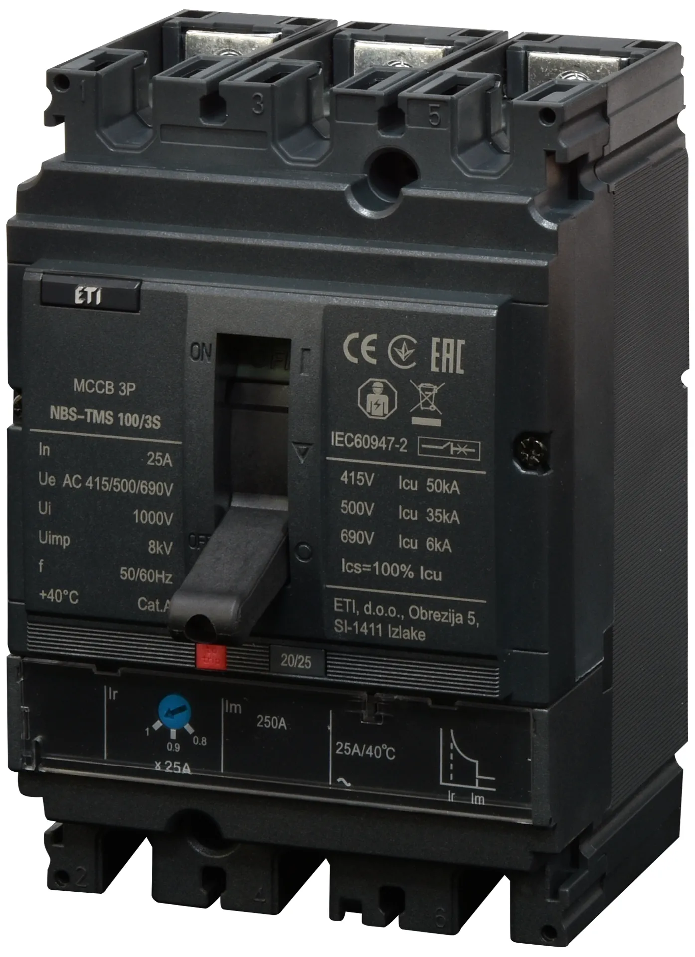 Întrerupător de circuit în car NBS-TMS 100/3S  25A 3P 004673030