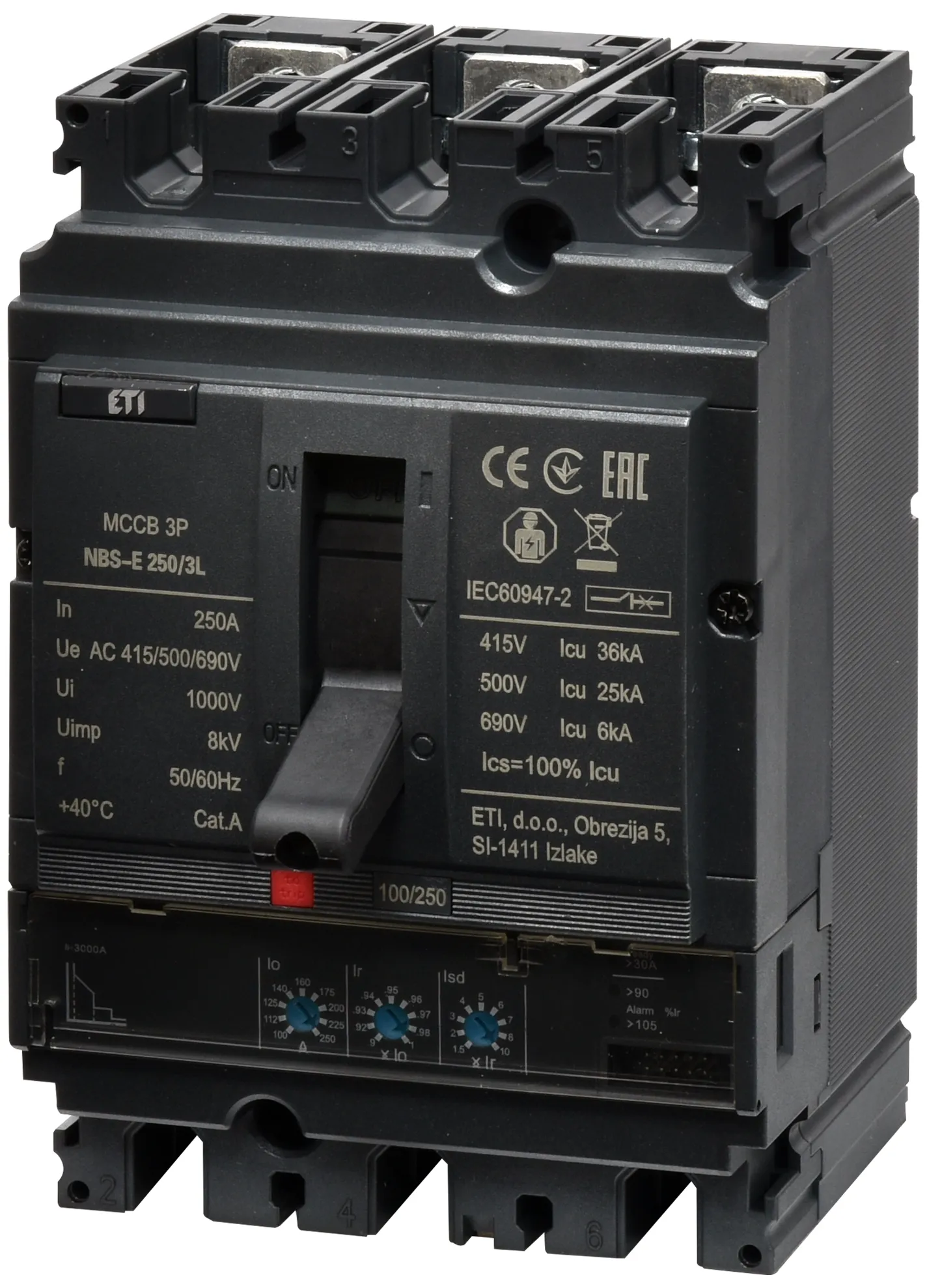 Întrerupător de circuit în car NBS-E 250/3L 250A 3P 004673079